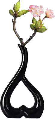 Image de Vase en céramique blanche Unyqoos® – 26 cm (26 x 14 x 8 cm). Vase décoratif en céramique à 100%, idéal pour les herbes de Pampa, les fleurs séchées et les tulipes