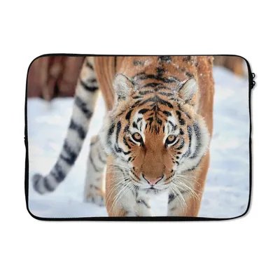Produktbild von MuchoWow® Laptop Hülle 13 Zoll Tiger - Schnee - Tiere Laptoptasche - Laptophülle - Sleeve - Rundumschutz