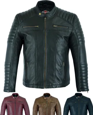 Productafbeelding van Casual leren jas voor heren in bikerstijl, van zacht schapenleer, zwart