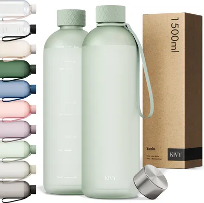 Produktbild von KIVY Trinkflasche 1,5 L - Kohlensäure geeignet & Auslaufsicher - Für Sport, Schule & Büro - Sport Trinkflasche Gym - Wasserflasche Sprudel geeignet