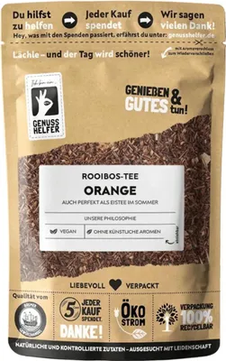 Produktbild von Rooibos-Tee Orange, lose, fruchtig lecker und aromatisch, Tee ohne Koffein, ohne künstliche Aromen, 100g