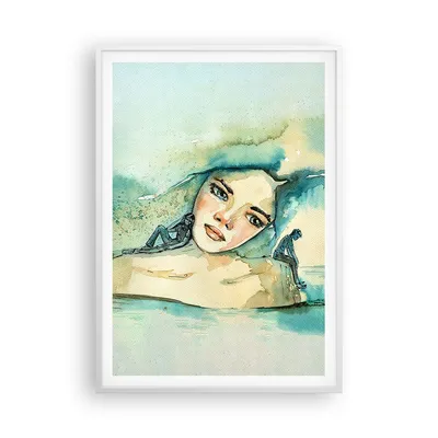Produktbild von Gerahmtes Poster - Weißer Rahmen - Aquarell Frau Emotionen - 70x100 cm - Wand Bild - Wanddeko - Wandbilder - Kunstposter - Wandposter - Bilderrahmen - Bilder - Kunstdruck - P2WPA70x100-4858