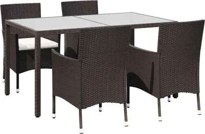 Obrázek produktu pro vidaXL 5dílný zahradní jídelní set s polštáři Poly ratan hnědý