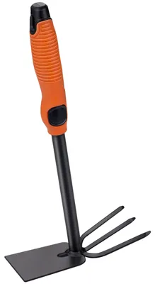 Image de BLACK+DECKER Pioche double - 3 dents et talon - 30 cm - Poignée ergonomique - Noir/Orange