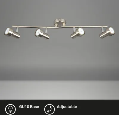 Immagine prodotto di Lampada da soffitto a LED faretto 4xGU10 orientabile 3000K 12W nichel opaco Briloner