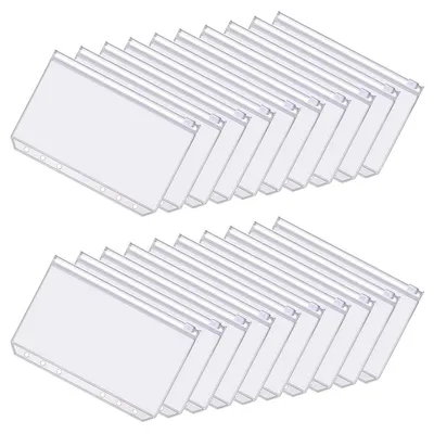 Zdjęcie produktu dla Koperty dokumentowe formatu A6 z 6 otworami, 20 sztuk, wykonane z PVC, zamykane na zamek błyskawiczny
