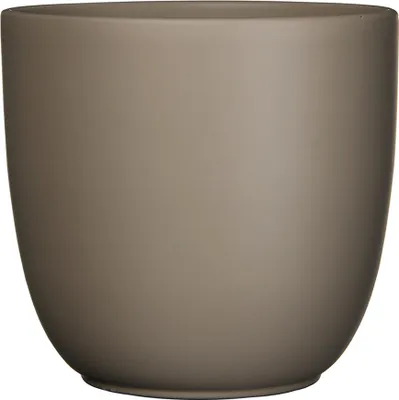 Produktbild von Blumenübertopf "Tusca" aus Keramik H 20 cm – Ø 22,5 cm Taupe-Matt -  Übertopf Keramik Blumentopf Pflanztopf