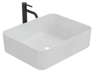 Produktbild von HAGO24 Waschbecken Keramik Aufsatzwaschbecken 505x395x135mm Weiß Kratzfest Abgerundete Ecken Waschschale Glasur Standard-Anschluss