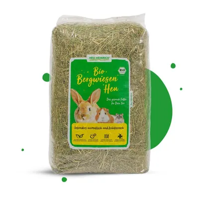 Produktbild von HEU-HEINRICH® Bio-Bergwiesenheu 4 kg – staubarm, kräuterreich – für Kaninchen, Hamster & Meerschweinchen