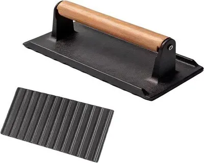 Productafbeelding van Vleespers - Burgerpers Grillpers - Gelijkmatig Koken - Coatingvrije Duurzaamheid - 16x8x8 cm - Grijs