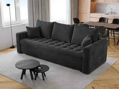 Produktbild von BroMARKT Sofa mit Schlaffunktion LUIS 200x140 cm Couch mit Bettkasten Dunkelgrau