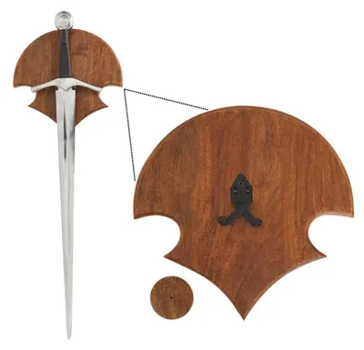 Produktbild von Schwerthalter oder Wandhalter für Schwerter auf Holzplatte 25,4 cm