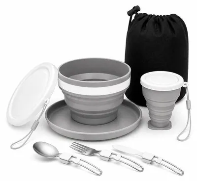 Productafbeelding van 6-in-1 Vouwbare Camping Eetset voor Buiten