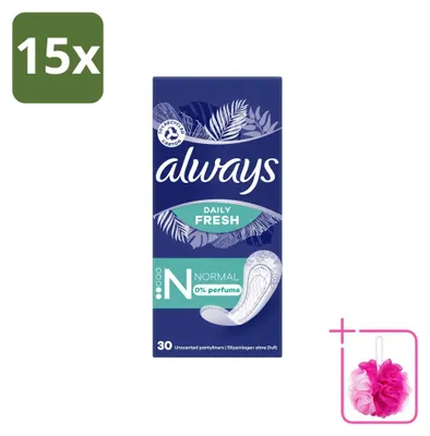 Produktbild von 15 x Always Daily Fresh Slipeinlagen - Normal - Unparfümiert - Sparpackung - 15 Stücke