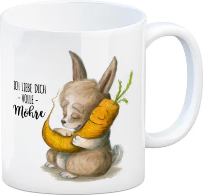 Produktbild von Kaffeebecher mit Spruch: Ich liebe dich volle Möhre Becher Tasse Kaffeebecher