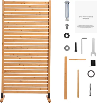 Image de SucceBuy Paravent Séparateur de pièce Bois autonome 91x6,3x187cm