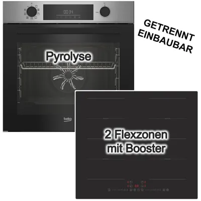 Produktbild von Herdset Backofen72L Pyrolyse Elektroniksteuerung von Beko+ PKM Induktionsfeld Flexzonen Booster TouchControl