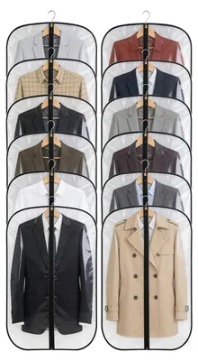Image de Housses de protection pour vêtements – Étanches à la poussière et réutilisables – Pour costumes, robes et manteaux – Transparentes – 60 x 100 cm – Lot de 12