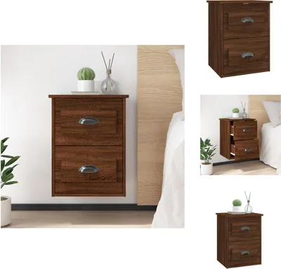 Image de vidaXL Table de nuit murale marron aspect chêne 41,5x36x53 cm - Tables de nuit