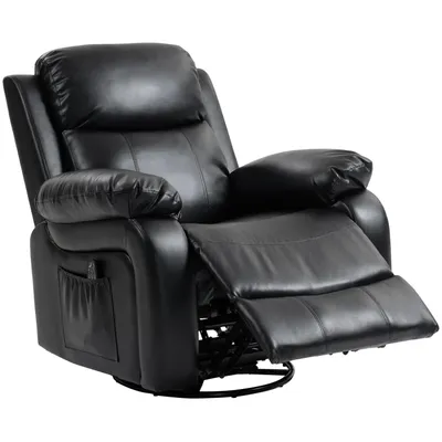 Produktbild von Massagesessel mit 8 Vibrationsköpfen, Relaxsessel, verstellbare Rückenlehne + Fußstütze, Schwarz