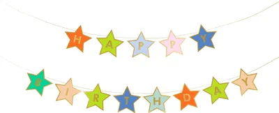 Happy Birthday Girlande Sterne 16x260cm Banner Bunt