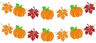 Herbstgirlande, 2 Stück, Ahornblatt & Kürbis, Glitzer, 15 cm