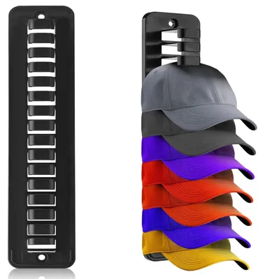 Hut-Organizer für 16 Kappen, Wandhalter, 26 x 5,3 cm, schwarz