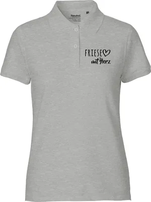 Produktbild von Huuraa Damen Polo Shirt Friese mit Herz M Sport Grey Bio Baumwolle Fairtrade Poloshirt Geschenkidee