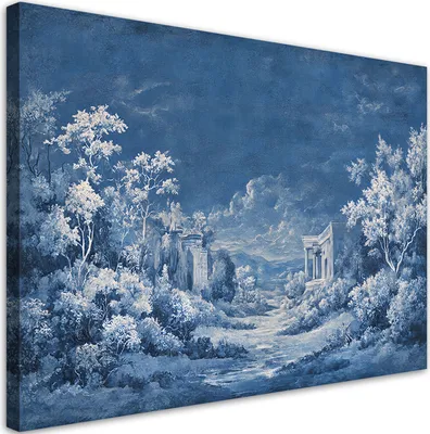 Produktbild von Leinwandbild Blau Landschaft Architektur 120x80 Feeby Blau bild für die wand bereit zum aufhängen