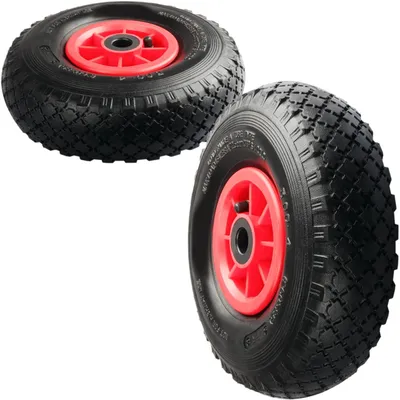 Produktbild von 2X Sackkarrenrad 3.00-4 Zoll Ersatzreifen bis 70kg mit Kunststofffelge luftbereift 260 x 85 mm Bollerwagen Rad