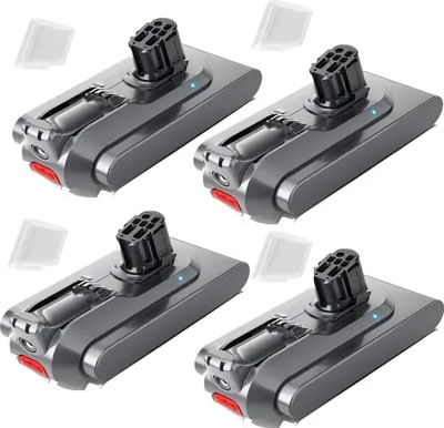Image de Batterie de rechange pour aspirateur - Compatible avec V12 Detect Slim - 25,2 V - 6000 mAh - Pack de 4 - Avec chargeur AC - Kaki foncé