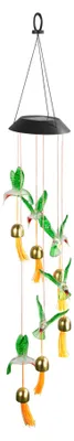 Produktbild von Maximex LED Windspiel Mod. Kolibri Solar, wetterfestes, solarbetriebenes Garten-Windspiel, leuchtet im Dunkeln, mit 6 Klang-Glocken, Solar-Panel und Aufhängehaken, 12,5 x 78 x 12,5 cm, bunt