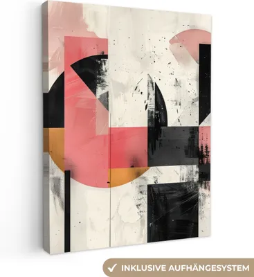 Produktbild von MuchoWow® - Leinwandbilder - Rosa - Abstrakt - Ästhetisch - Modern - Formen, Wandbild, Wanddeko Bilder Wohnzimmer, 60x80 cm