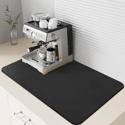 Image de Tapis de sol antidérapant avec dos en caoutchouc - Paquet de séchage absorbant pour plans de travail de cuisine - Noir - 40 x 50 cm