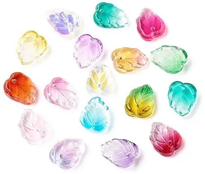 Produktbild von Schmuckzubehör - 100 Stück Glas-Blatt-Charm-Elemente - Zum Schmuckherstellung - Charms für Ketten/Ohrringe - Hochwertige Qualität - Abmessungen: 13,5 x 10,5 x 3,5 mm - Charms