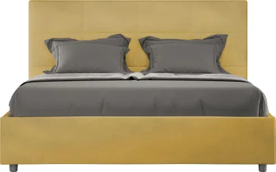 Produktbild von ITYHOME - Gepolstertes Bett ohne Lattenrost 140x200 mit Mikrofaserbezug Ocker Mika