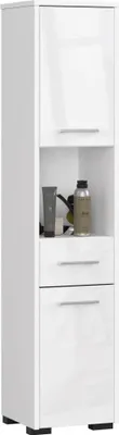 Obrázek produktu pro Koupelnová skříňka se šuplíkem MERALYA - bílá / bílá lesklá