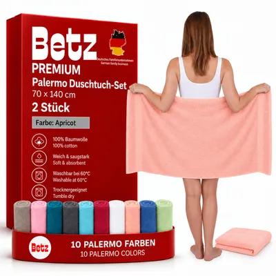 Produktbild von Betz 2 Stück Duschtücher 70x140 cm PALERMO 100% Baumwolle  Farbe: apricot