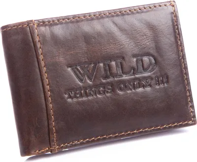 Zdjęcie produktu dla WILD Mały Kieszonowy Mini Portfel Męski Skórzany Do Kieszeni Marynarki Ciemno Brązowy