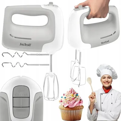 Produktbild von Leistungsstarker und starker Handmixer Tefal 450W: 5 Geschwindigkeiten, Turbo, 2 Aufsätze