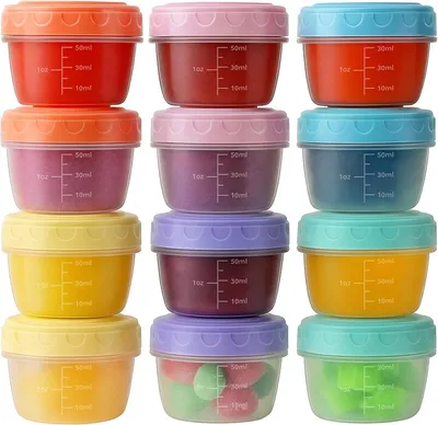 12er-Set kleine Gefrierdosen 50 ml mit Deckel, stapelbar