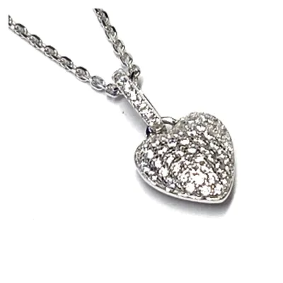 Produktbild von Anhänger Herz 925/- Silber rhodiniert Zirkonia Kettenanhänger inklusive Kette 42/45 cm