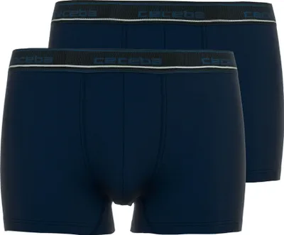 Produktbild von CECEBA Herren Boxershorts, 2er Pack - Long Pants, Unterwäsche, Logo, einfarbig Dunkelblau 3XL