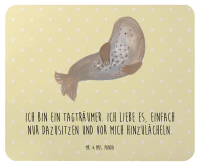 Produktbild von Mr. & Mrs. Panda Mousepad Robbe Lachen - Gelb Pastell - Geschenk, Lustige Sprüche, mousematte, Robben, Mouse Pad, Ostsee, computer, Mauspad, Nordsee, laptop, Seehund