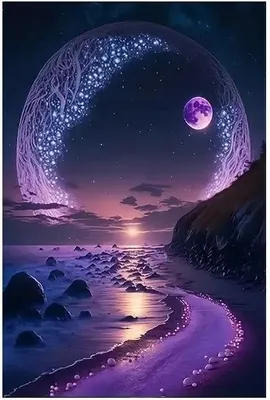 Produktbild von Malen nach Zahlen – Motiv: Mond, 50x40 cm, mit Rahmen, kreativ