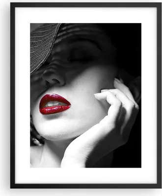 Produktbild von Gerahmtes Poster - Schwarzer Rahmen - Frau Gesicht Lippen - 40x50 cm - Wand Bild - Wanddeko - Wandbilder - Kunstposter - Wandposter - Bilderrahmen - Bilder - Kunstdruck - Wandbild - P2BPA40x50-3618