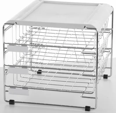 Produktbild von Briefablage-Gestell 3 Körbe Längsformat B4 chrom