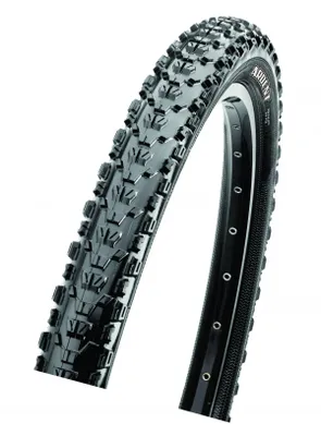 A close-up studio shot of a bicycle tire against a white background.