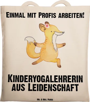 Produktbild von Mr. & Mrs. Panda Tote Bag Kinderyogalehrerin Leidenschaft - Transparent - Geschenk, Uni Tasche, Tragetasche, Baumwollbeutel, canvas, Beutel
