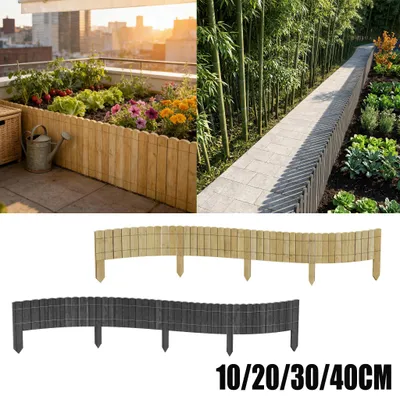 Zdjęcie produktu dla Elastyczny drewniany płot YARDIN, obrzeże do grządek, wysokość 30 cm, kolor naturalny, wykonany z drewna sosnowego. Ogrodzenie z metalowym drutem do oddzielania grządek i ścieżek w ogrodzie